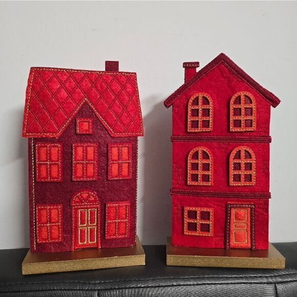 Set of two Wondershop Christmas Holiday Village Felt Decor Houses, 2024 - Picture 1 of 8